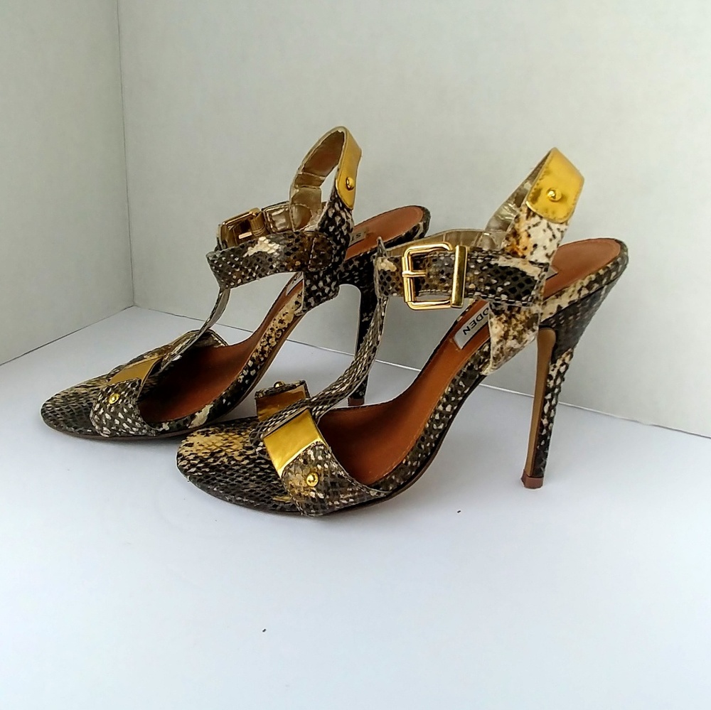 Steve Madden Reya snakeskin/gold ,sz 6.5,